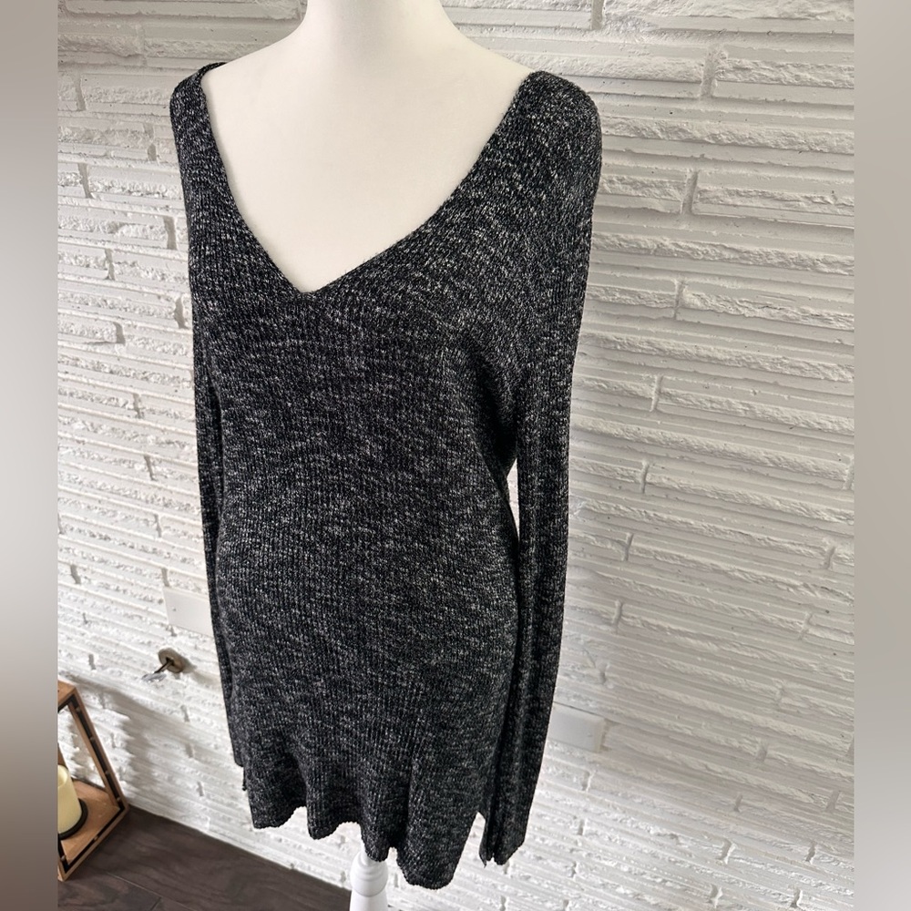Stradivarius Charcoal V-Neck Sweater Tunic, Size M